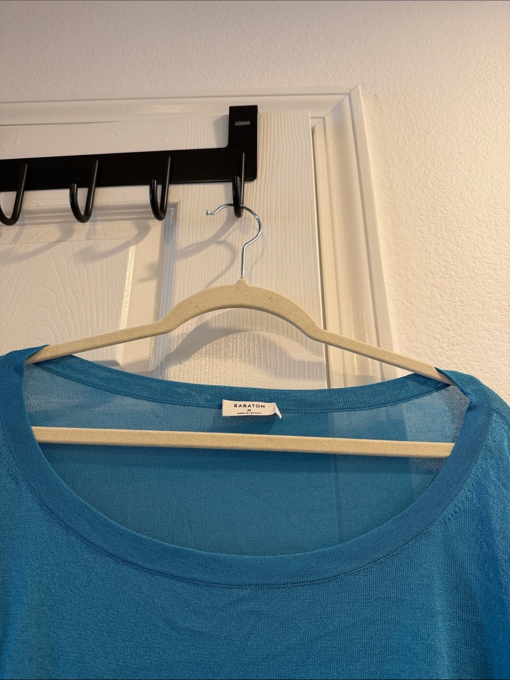 Babaton Sheer Short-Sleeve Tee in Teal Blue